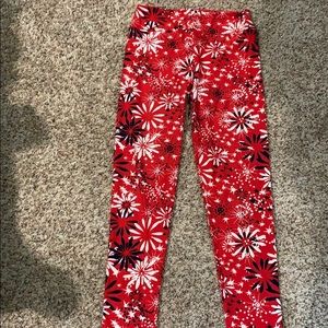 LulaRoe one size red white and blue leggings